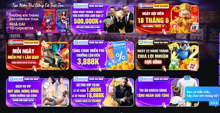 Chương trình khuyến mãi Bet88 đa dạng, cập nhật liên tục